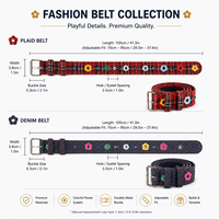Ceinture tendance pour adolescentes, deux motifs rétro classiques, longueur réglable, accessoires esthétiques en métal argenté, accessoire de streetwear quotidien