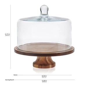 <strong>Cake</strong> <strong>Stand</strong> Acacia Wood <strong>Cake</strong> <strong>Stand</strong> Footed Round Server <strong>Cake</strong> <strong>Stand</strong> with Acrylic Dome Elegant Cover Display - Product Image 4