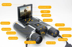 Caméra télescope HD DT40 12x32, jumelles optiques 2 en 1 pour l'extérieur avec enregistreur vidéo numérique intégré pour l'observation des oiseaux - Product Image 3