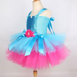 4ourcostumes Fashionable Halloween Kids Blue Dresses Performance Children Troll <b>Elf</b> Cosplay <b>Costume</b> <b>Girls</b> Layered Princess Dress - Product Image 4