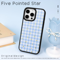 Coque de téléphone magnétique pour iPhone 17/17 Pro/17 Pro Max/16/16 Pro/16 Pro Max avec motif étoile doré et bordure noire floquée