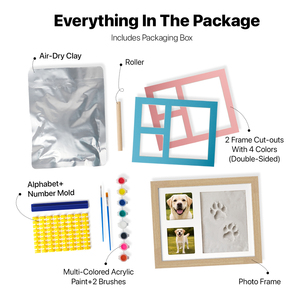 Kit de Marco de Recuerdo con Huella de Pata de Mascota Personalizado, en Oferta, con Arcilla No Tóxica, Marco para Exhibición de Fotos de <span class=keywords><strong>Huellas</strong></span> de Perro, con Paspartú de 3 Colores - Product Image 2