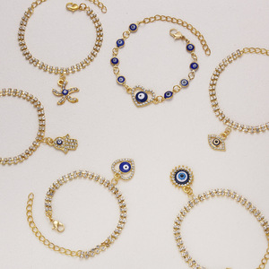 Gaby Devil Eyes Bracelet à breloques Zircon Elements Bracelet de cheville réglable plaqué or Nouvelle vente en gros Mode pour les fêtes de fiançailles - Product Image 3