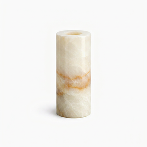 Porte-bougie cylindrique minimaliste en onyx naturel translucide, décoration Wabi Sabi, mariage, Ramadan, vente en gros d'onyx - Product Image 1