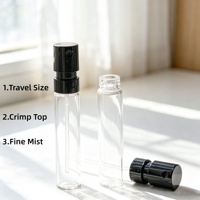 Flacons d'échantillons cosmétiques en gros, mini flacons portables vides de 2 ml à col serti, rechargeables, en verre, pour parfum et voyage