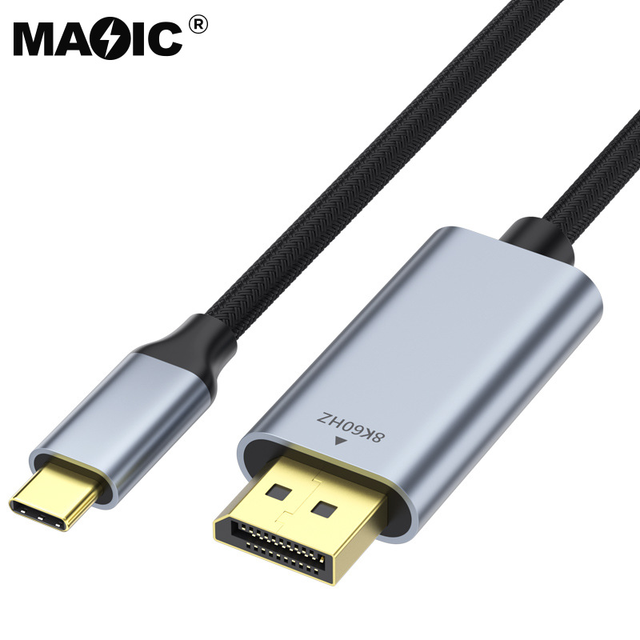 New 2m Braided USB Type C to DisplayPort Cable 8K 60Hz 4K 144Hz Type C to DP Cable