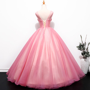 <span class=keywords><strong>Robe</strong></span> de soirée de <span class=keywords><strong>princesse</strong></span> pour filles, tenue de bal pour femmes, tenue de fête <span class=keywords><strong>rose</strong></span> en dentelle appliquée - Product Image 4