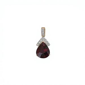 Natural Deep Red Garnet Diamond Rhodium Plated Luxury Women's Gift 14K <b>Solid</b> <b>Gold</b> <b>Pendant</b> OEM ODM Wholesale Supplier - Product Image 1