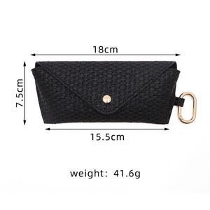 Elegant Woven PU Leather Glasses Case Reading Eyeglasses Protective Pouch <b>Sunglasses</b> Bag for Travel - Product Image 3
