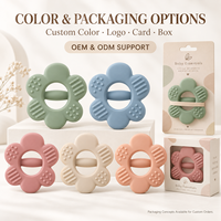 Anneau de dentition pour bébé en silicone en forme de pétale de fleur, barre centrale ronde, prise en main facile, multi-textures, qualité alimentaire, sans couture, cadeau pour nouveau-né, OEM ODM, vente en gros