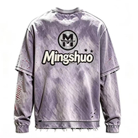 T-shirt Homme Personnalisé Vintage Délavé à l'Acide Effet Vieilli Teinture Minérale Tie-Dye Coupe Oversize Grunge Déchiré Streetwear Coton Lourd
