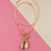 Collar de Acero Inoxidable para Mujer, Chapado en Oro, con Colgante de Cuentas de Arroz, Estilo Playa, para Fiestas