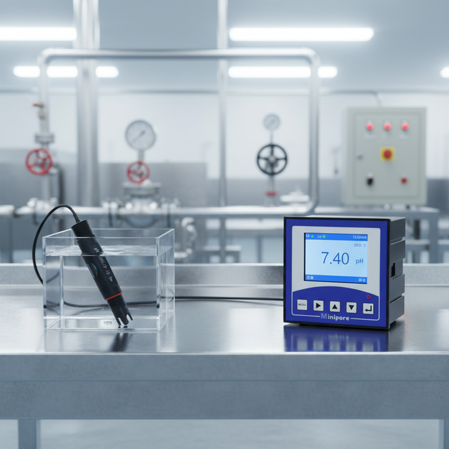 Minipore Online Digital pH Meter 24/7 PH Controller 4-20mA Output RS485/Relay pH Sensor OEM/ODM Water Treatment Plant LED/LCD pH