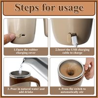 Bouteille mélangeuse intelligente, tasse à café à agitation magnétique automatique, tasse à café de voyage en acier inoxydable avec couvercle
