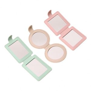Portable Folding Makeup <b>Mirror</b> with PU Leather Case Pocket Cosmetic <b>Mirror</b> Double Sided 1X/2X <b>Mirror</b> for Makeup - Product Image 4