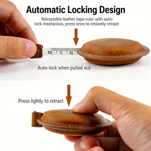 Mètre Ruban en Cuir Gravé au Laser, Mini Rétractable, Effet Arc-en-ciel Holographique, avec Porte-clés, Logo Personnalisé - Product Image 5