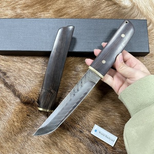 Couteau Tanto LHZR03B en acier Damas à motifs, collectionnable, avec manche assemblé en bois et laiton moulé, fourreau en ébène – Couteau de sculpture parfait - Product Image 6