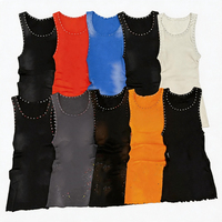 Robe mini moulante vintage à ourlet effiloché ondulé, en coton et élasthanne, sans manches, couleur unie, coupe ajustée pour femme, idéale pour l'été, les soirées et les clubs.