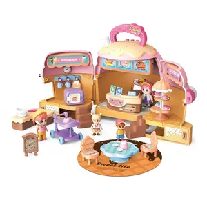 EPT Supermarket Set Pretend Food Toys Indoor Play Home Toy Dessert Diy House Girls Shop Ice Cream Game con luce e suono