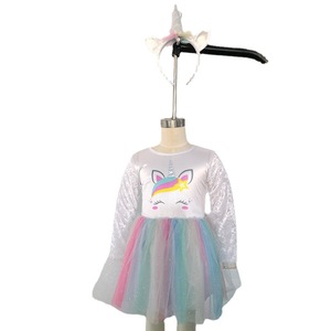 Abito da <span class=keywords><strong>principessa</strong></span> per bambina con <span class=keywords><strong>unicorno</strong></span> grazioso abito da <span class=keywords><strong>principessa</strong></span> in Tulle plissettato a maniche lunghe (poliestere) - Product Image 1