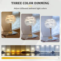 Lampe de table à plumes romantique moderne, veilleuse de chevet, convient aux chambres de filles, aux chambres d'enfants et aux décorations de mariage