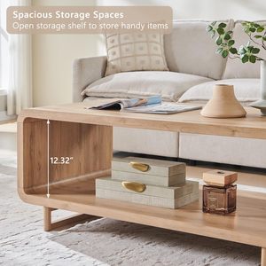 Mesa de Centro Moderna de Madera SENYU con Estante de Almacenamiento, 48x23x19 Pulgadas, Acabado Natural, Muebles para Sala de Estar - Product Image 5