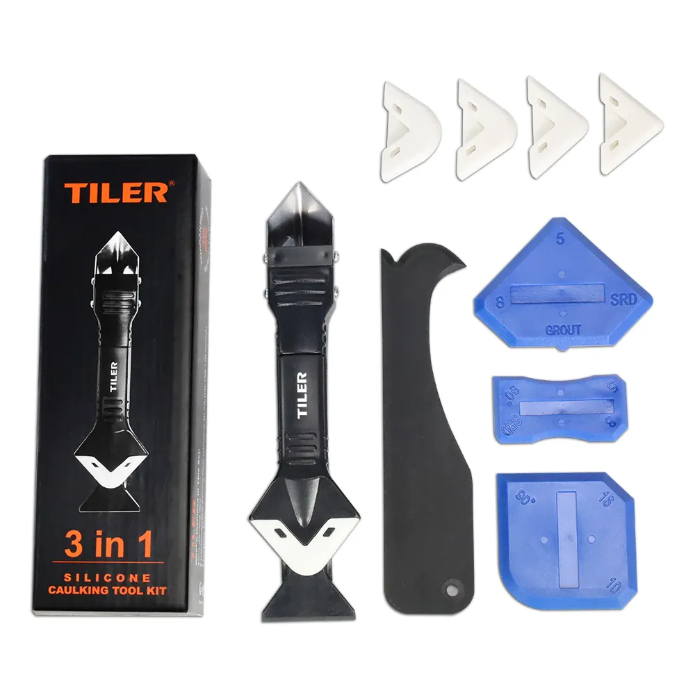 TILER 5 in 1 Silicone Caulking Tool silicone remover Glass Glue Angle Scraper Finishing Tools Scraper   Caulk Remover Tool