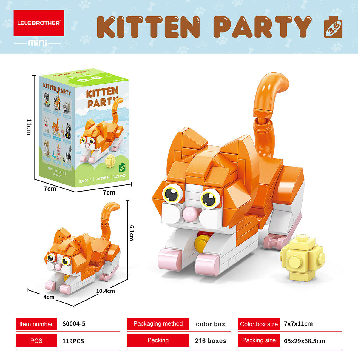 S0004-5 Orange Tabby Cat, 119 PCS