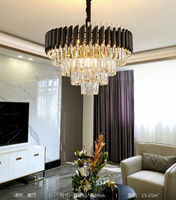 Lustre moderne de luxe en cristal à LED, grand modèle suspendu, 15 verres dorés, 80 cm, éclairage intérieur moderne, télécommande 360°