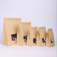 Sacs d'emballage en papier kraft en gros avec fenêtre transparente et fermeture à lien métallique pour pain, biscuits, pâtisseries, café et aliments