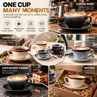 Tasse à cappuccino Kingze Vintage à glaçure réactive 75-320ml, style japonais, ensemble tasse et soucoupe pour latte art, café et maison