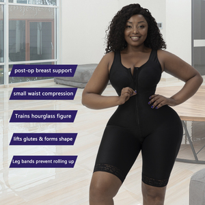 Wholesale <strong>Manufacturer</strong> Compression Zip Zipper Front Women Stage 1 Full Body Faja Bodysuit <strong>Shapewear</strong> With Cups Bra for Women - Product Image 1