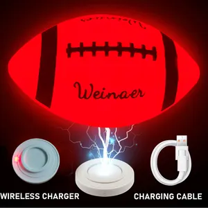 Wireless recarregável LED acender brilho no escuro logotipo personalizado de borracha futebol americano