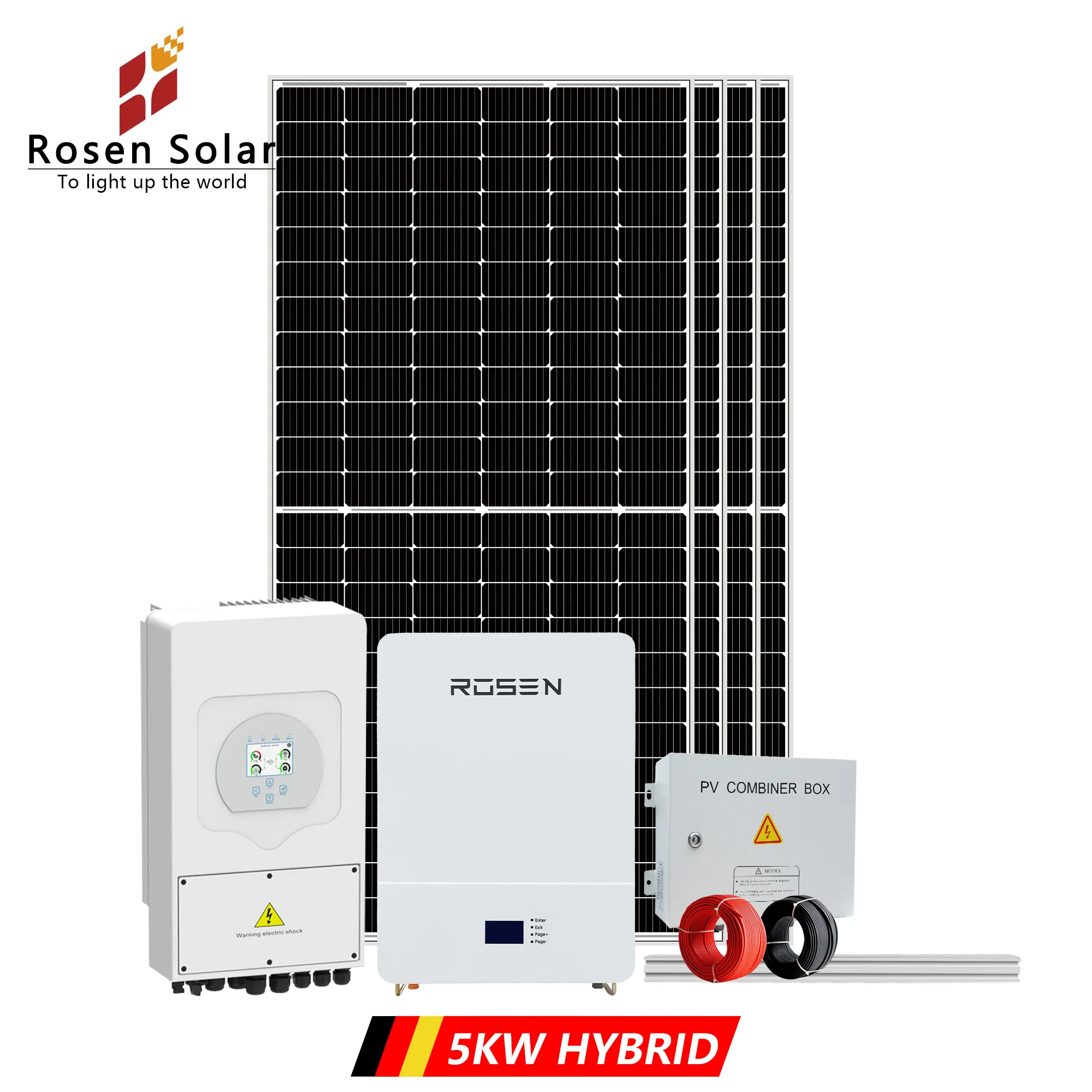 Perumahan 5KW 8KW 10KW Kit Panel surya lengkap Wth baterai Lithium rumah sistem tenaga surya