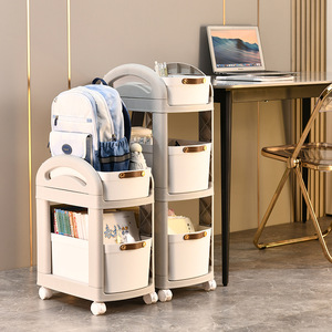 Kids Storage Cart 3 Tier Movable With Wheels Multi Functional Organizer For Home Office Bedroom Study Room - Product Image 1