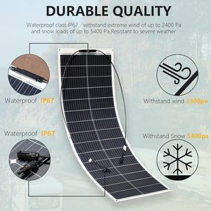 Panneau solaire monocristallin flexible 100W à haute conversion, efficacité 23%, certifié CE TUV, léger, pliable, pour camping-car, bateau, camping - Product Image 3