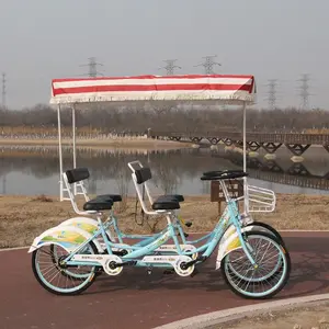 Fourche en acier Sightseeing Tandem Bicycle 4-Seat Row Quad City Bike à vendre