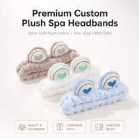 Fascia per Capelli in Peluche Personalizzabile con Logo OEM ODM, Morbida in Pile, con Grandi Occhi Carini, Antiscivolo, per Spa e Lavaggio Viso, per Donne e Ragazze