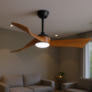 Ventilateur de plafond LED 52 pouces avec lumière, moteur DC, télécommande, 6 vitesses, design moderne pour éclairage intérieur de maison et de bureau - Product Image 2