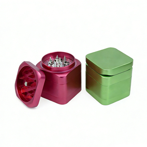 Aluminum <strong>Grinder</strong> 4-Layer Square Spice Tobacco <strong>Grinder</strong> with Pollen Sifter &amp; Scraper - Multiple Colors Available - Product Image 4