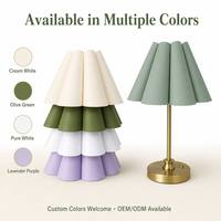 Lámpara de Mesa Táctil Recargable con Dimmer, MOQ Bajo, Pantalla de Tela Blanca con Volantes, Base de Metal Dorado, Luz Decorativa para Eventos y Bodas