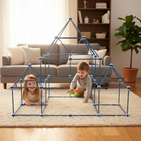 Kit de construction de fort, jouet STEM, blocs de construction en ABS, 168 pièces, tente de jeu intérieure et extérieure, unisexe, à partir de 3 ans, DIY