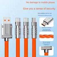 Cable de Carga USB Tipo-C Multifunción 3 en 1, 6A, 120W, de Silicona, 1.2M, con Malla de Protección y Conductor de Cobre Puro para Teléfonos Móviles