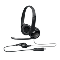 Casque USB Logitech H390 avec microphone antibruit, son stéréo numérique et commandes intégrées pour PC, Mac, ordinateur portable, bureau et centre d'appels