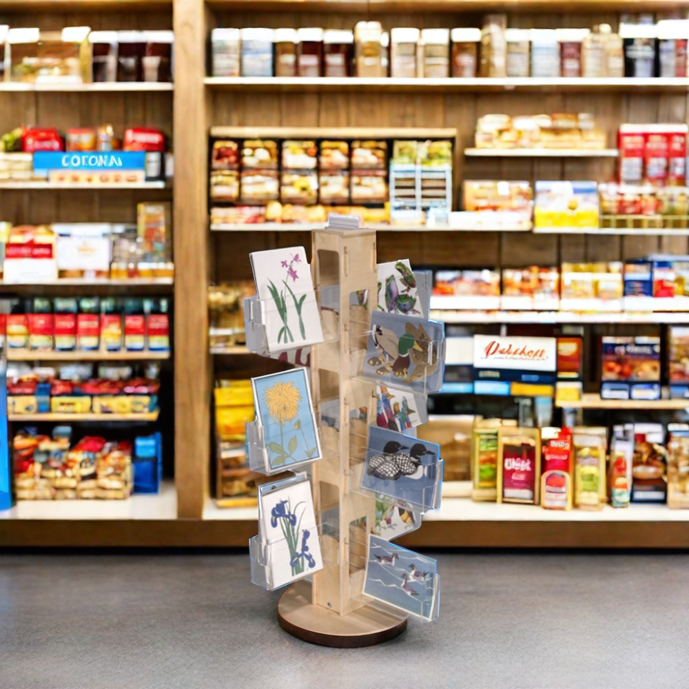 Apache Modern Light Duty Wooden Greeting Card Display Stand Customizable Double-Sided Floorstanding Customized Logos Supermarket — view 6