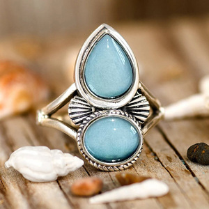 Anello da donna vintage con goccia d'acqua e conchiglia ovale, elegante gioiello classico da indossare tutti i giorni - Product Image 2