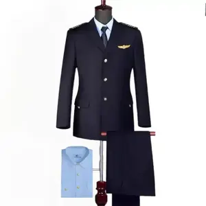 ชุดยูนิฟอร์มพนักงานสายการบินแบบนักบิน 男女兼用  ทรงหลวมใส่สบาย แขนยาว 2 ชิ้น สำหรับเจ้าหน้าที่มืออาชีพในสนามบินและแอร์โฮสเตส - Product Image 6