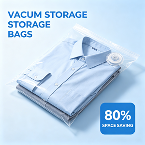 Clear Vacuum Storage <b>Bags</b> Zipper Clothes Organizer Pouch Space Saving Garment Packing <b>Bag</b> for Shirt Clothing - Product Image 1