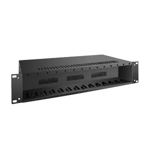 Netlink – support d'émetteur-récepteur à Fiber optique HTB-14AC/D 2U à 14 emplacements, support de convertisseur de média à double alimentation, noir 3 Yeas DC 5V 12A 22 KG