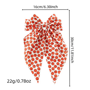 Großhandel Sport-Style Haarschleife mit Basketball-, Fußball-, Baseball-Print, Lange Band-Haarspange, Damen-Haaraccessoires mit Individuellem Muster - Product Image 5